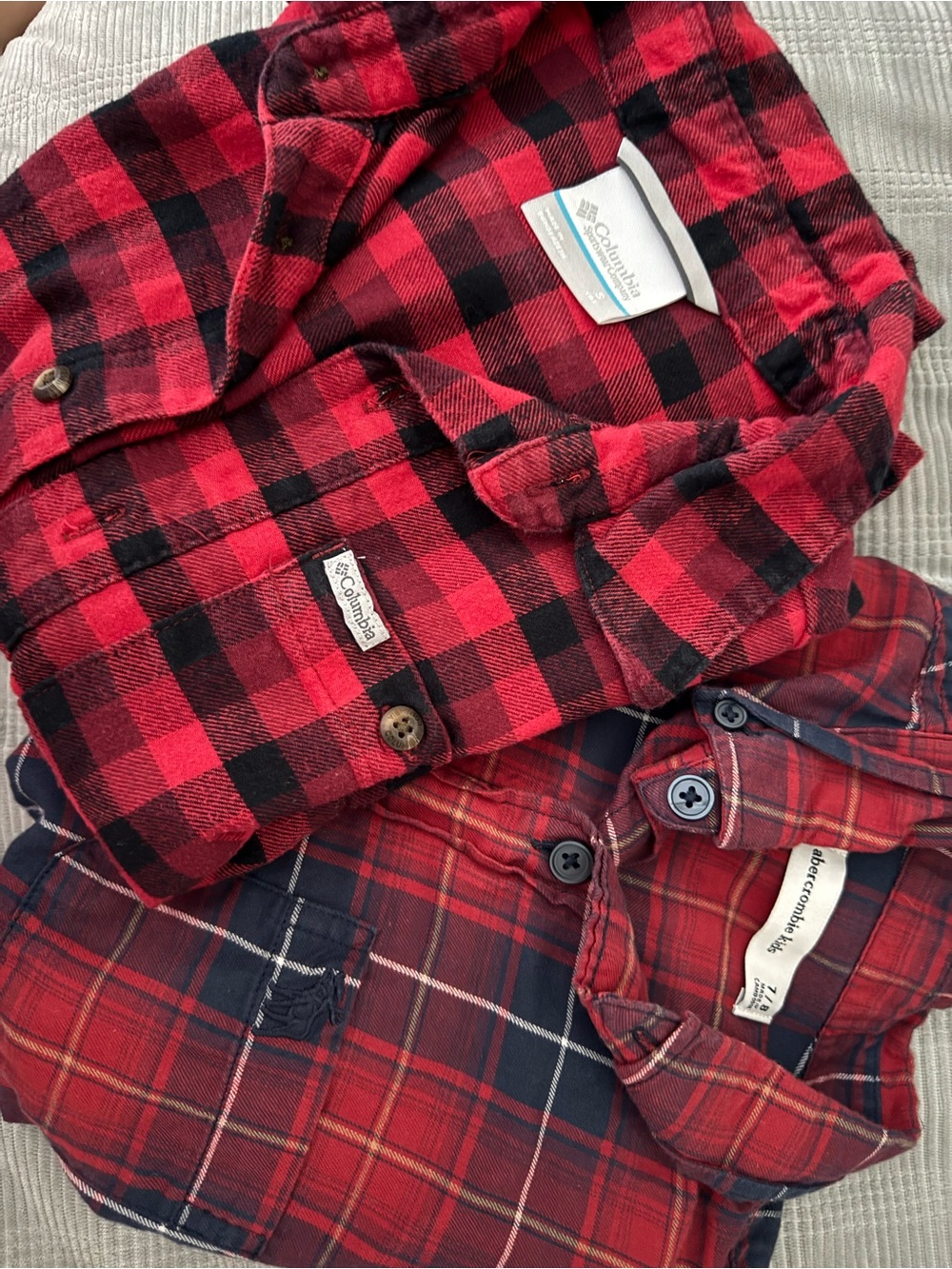 Columbia Abercrombie kids Red and Black Plaid Button-Down Shirts